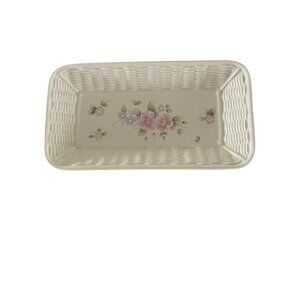 Pfaltzgraff USA Rectangular Floral‎ Basketweave Ceramic Serving/Bread Tray